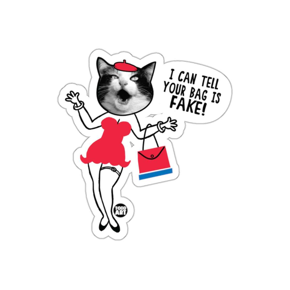 I Can Tell Your Bag Is Fake Animated Cat Woman Stickers