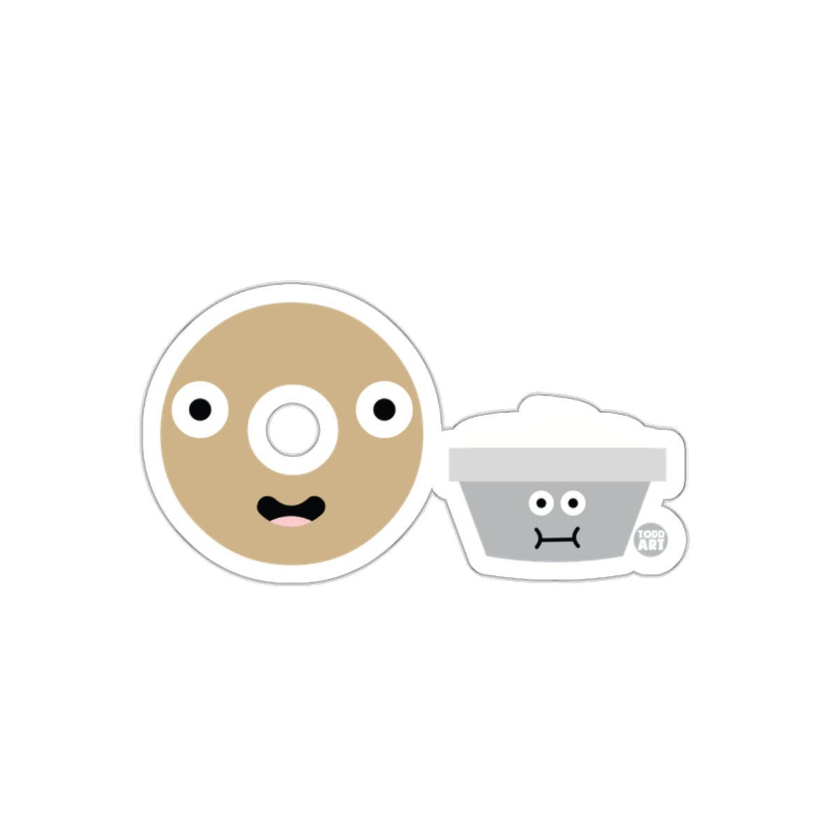 Funny Donut and Ice Cream Cartoon Character Sticker