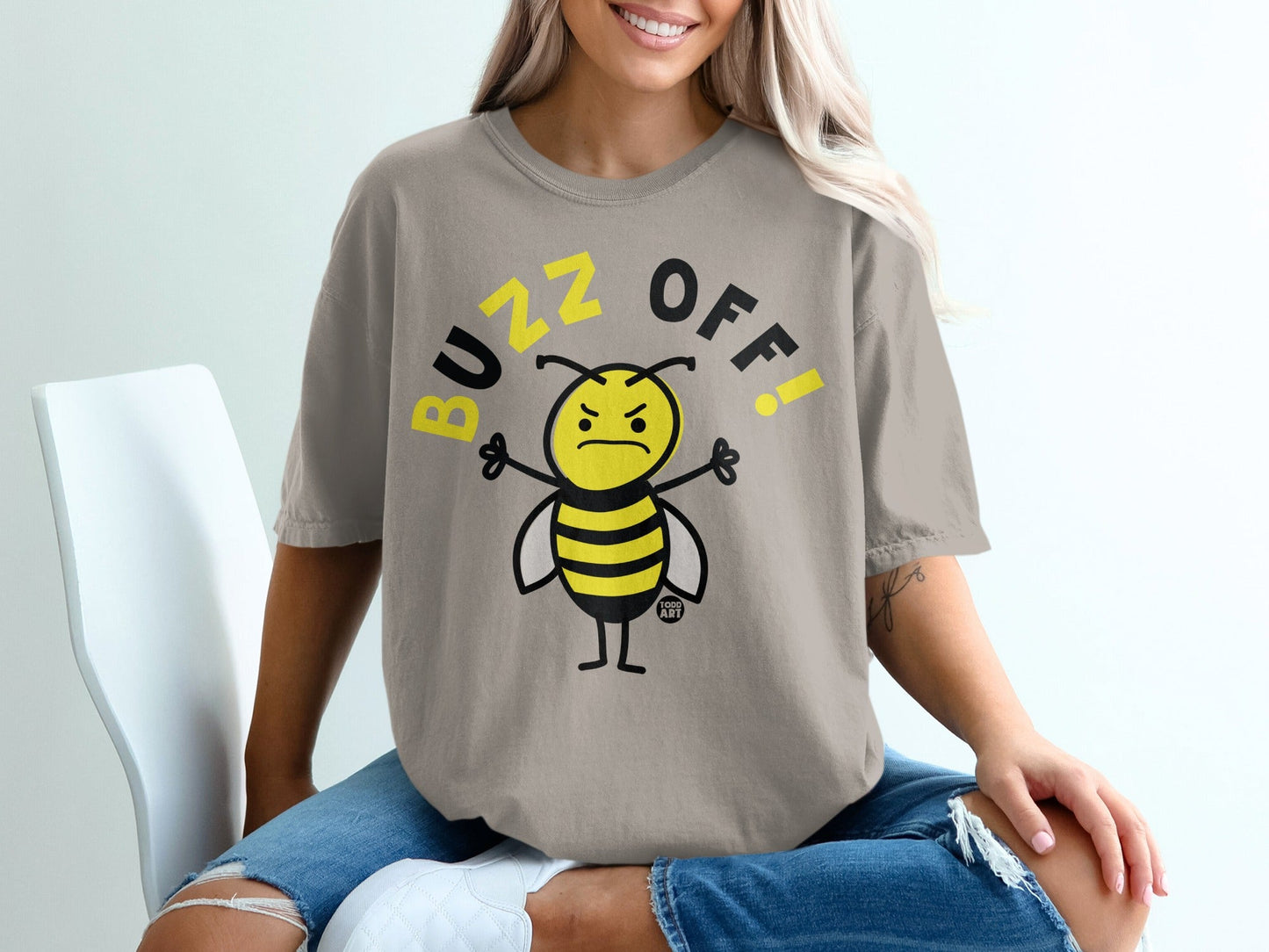 Buzz Off Angry Bee Graphic Tee Shirt