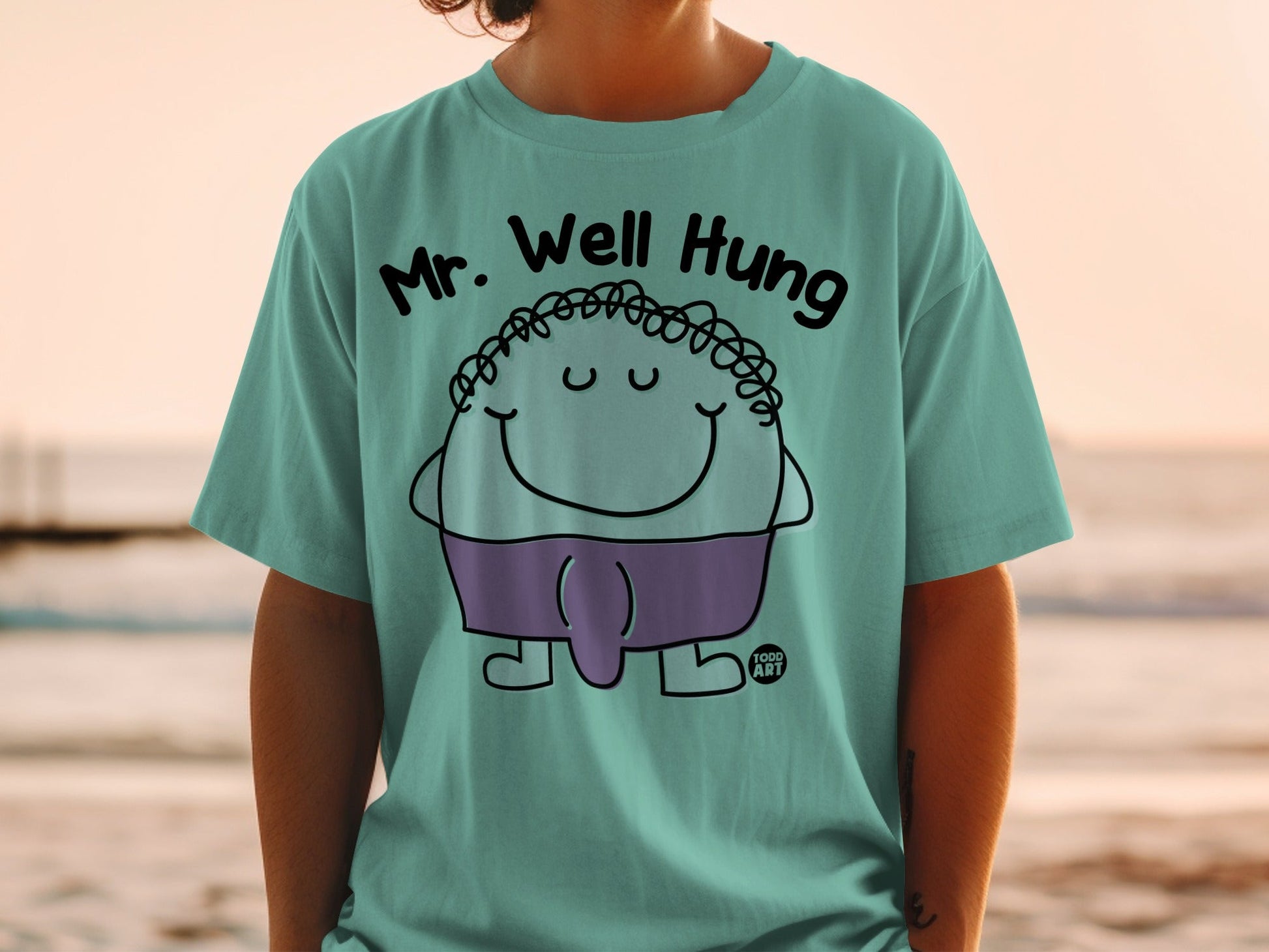 Mr. Well Hung Funny Cartoon Character T-shirt