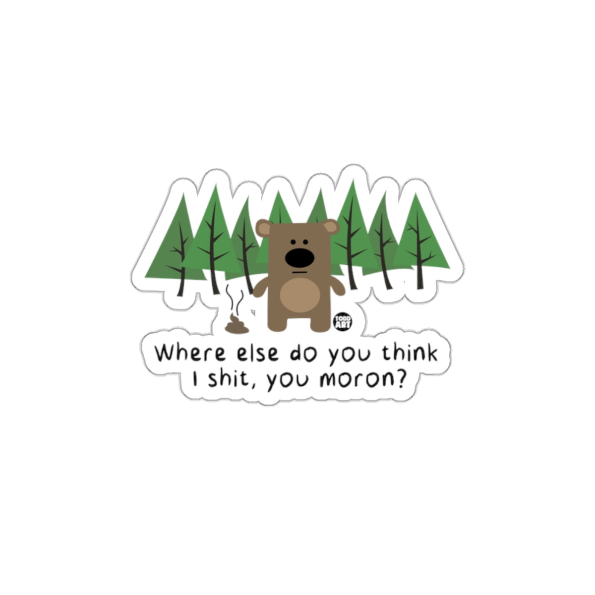 Funny Bear in Forest Sticker