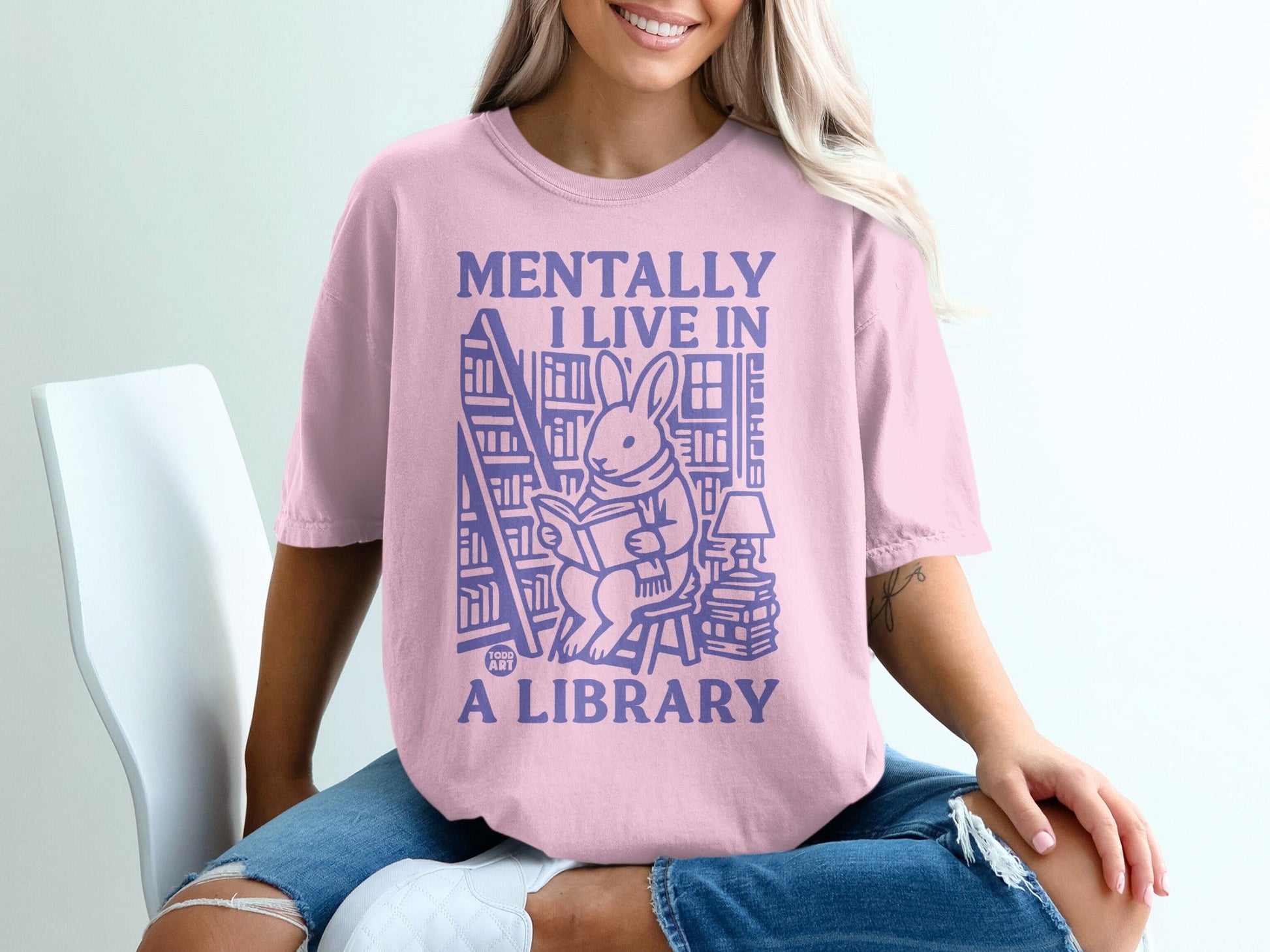 Mentally I Live In A Library Graphic Tee Shirt
