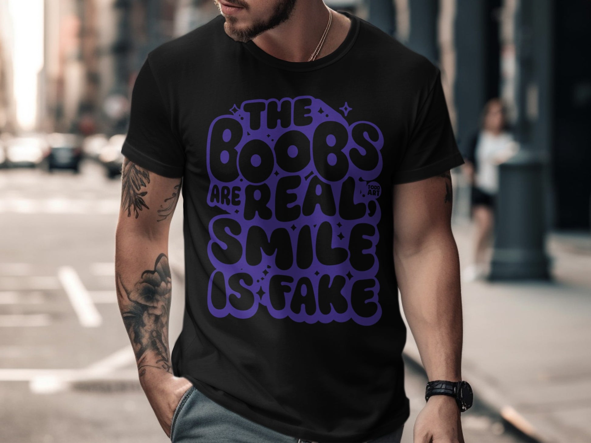 The Boobs Are Real Smile Is Fake Graphic Tee