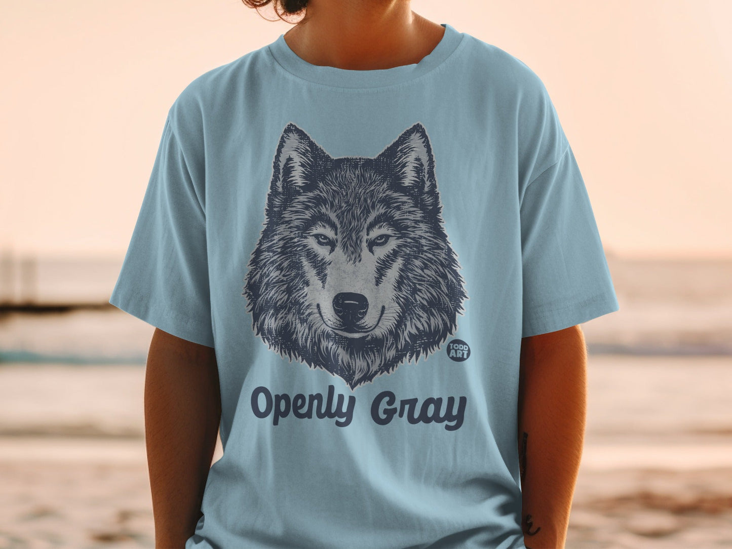 Openly Gray Wolf Face Graphic T-Shirt