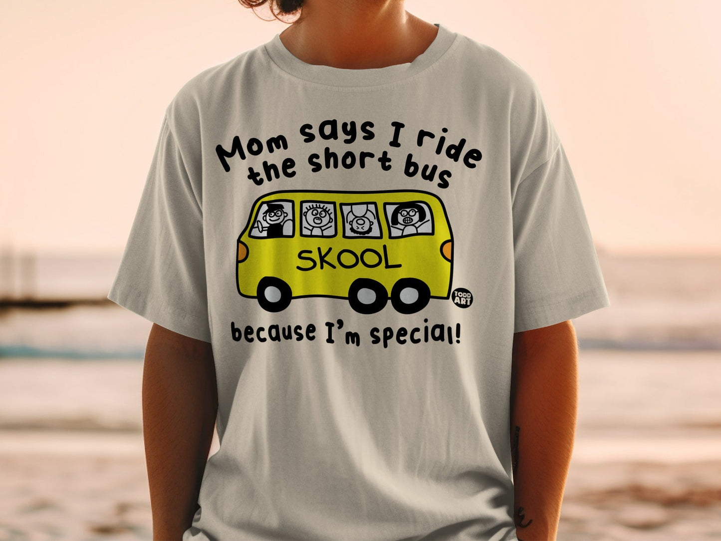 Funny Mom Says I Ride The Short Bus T-shirt