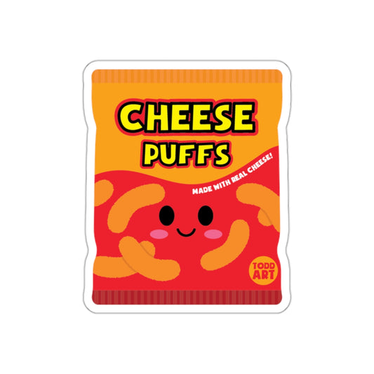 Cheese Puffs Snack with Smiling Face Art Sticker