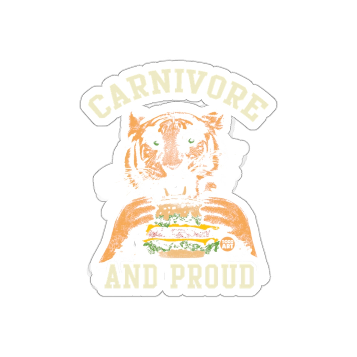 Carnivore And Proud Tiger Eating Sandwich Sticker