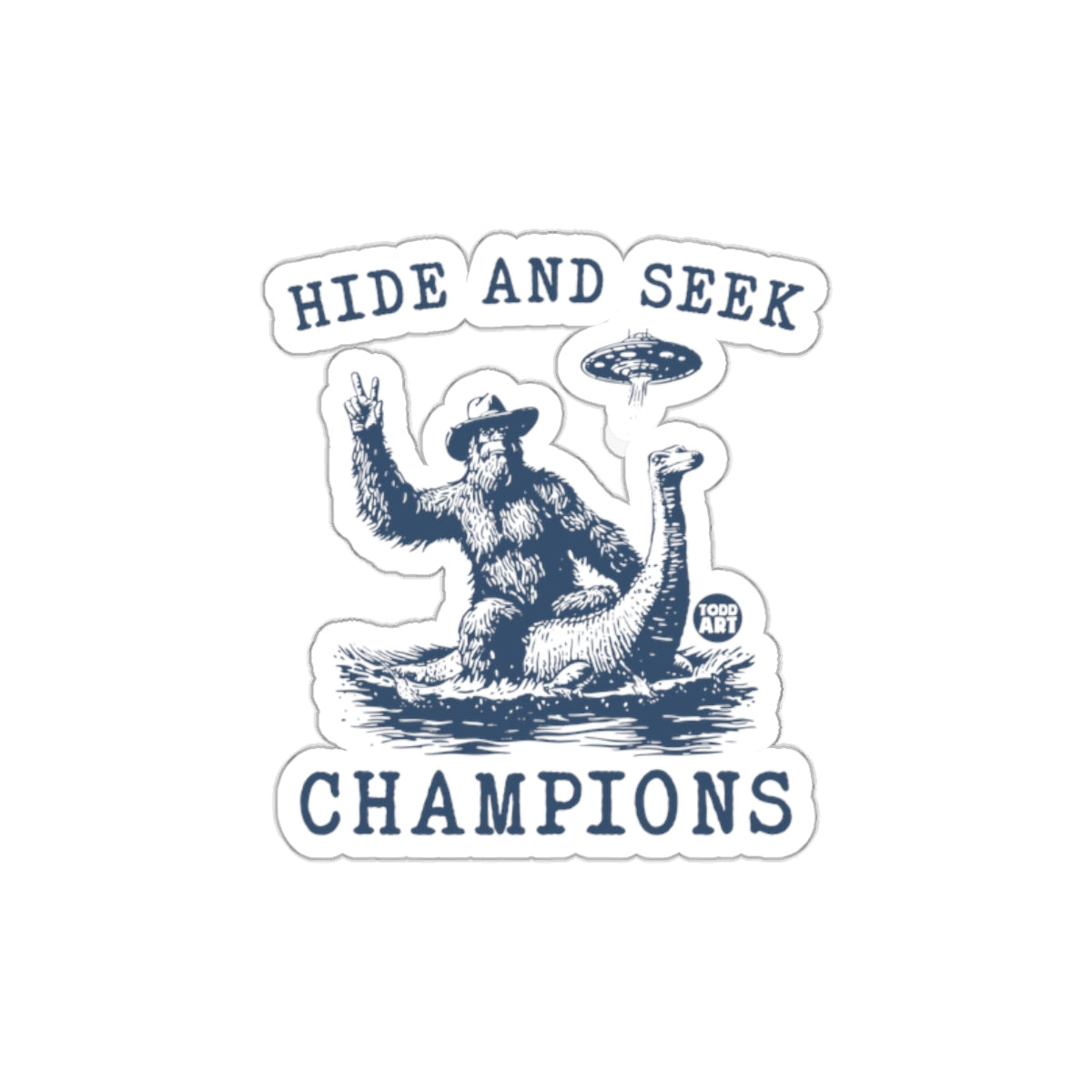 Hide and Seek Champions Sticker with Bigfoot Illustration