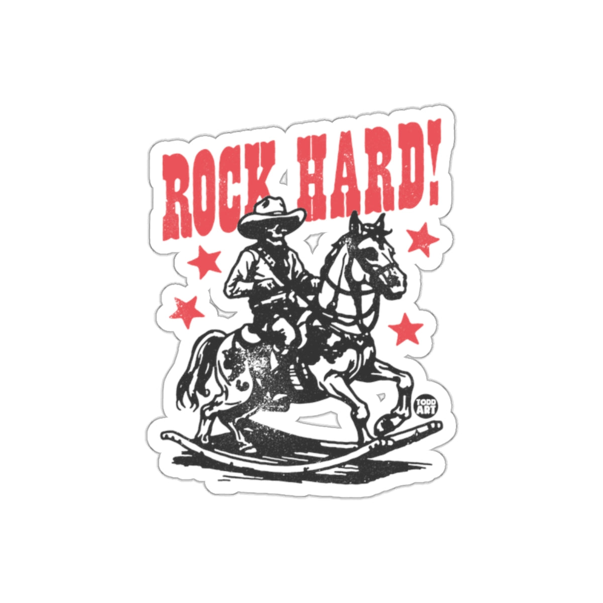 Rock Hard Skeleton Cowboy on Horse with Stars Stickers