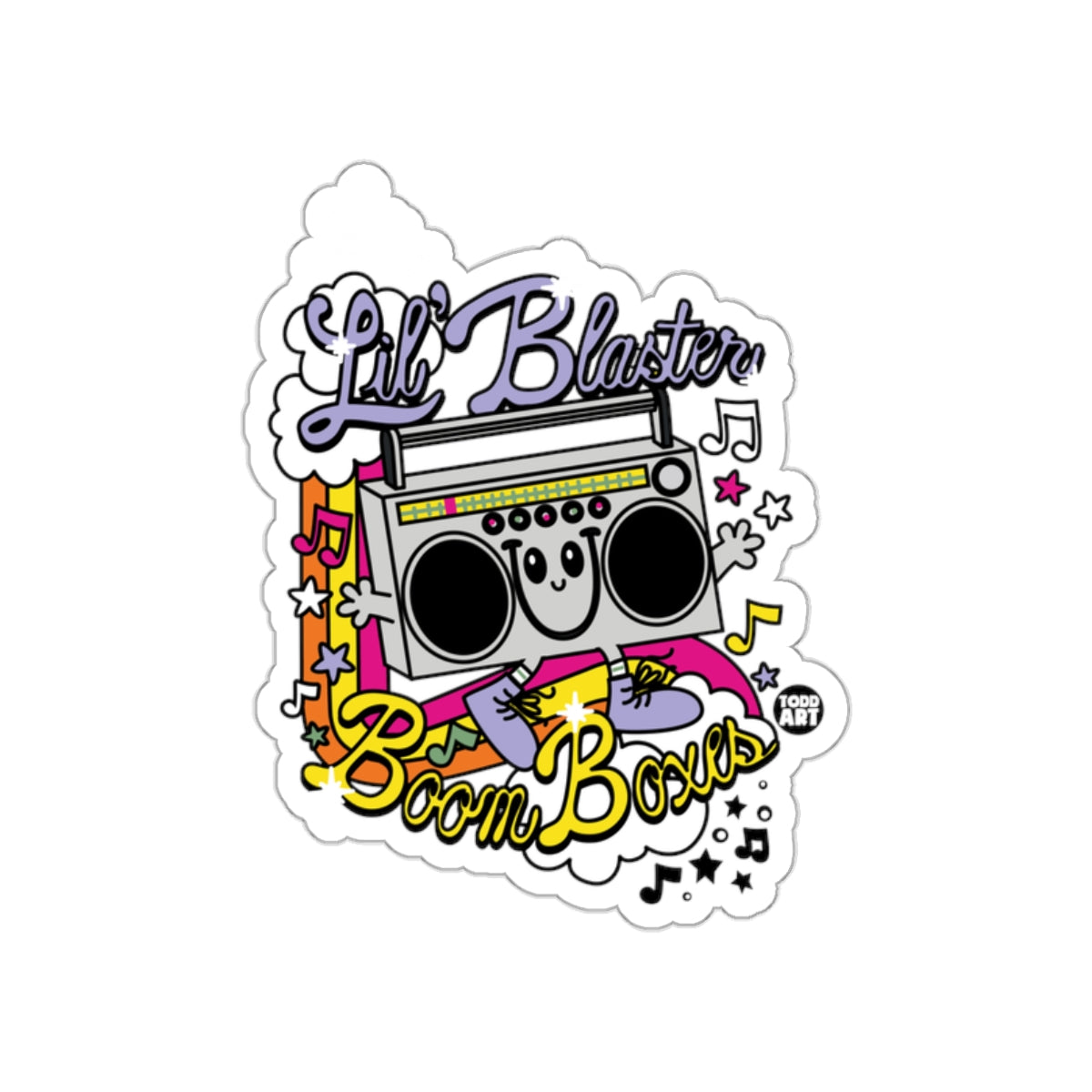 Lil' Blaster Boom Boxes Sticker with Colorful Design