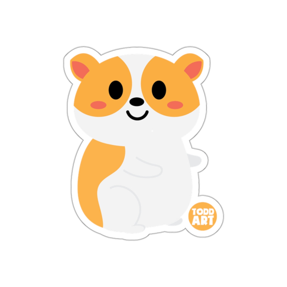 Cute Orange and White Hamster Sticker Todd Art