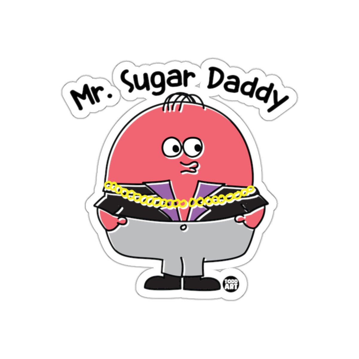 Mr. Sugar Daddy Cartoon with Gold Chains Sticker