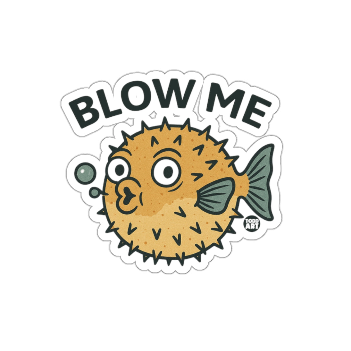Funny Blow Me Puffer Fish Sticker for Laptops and Water Bottles