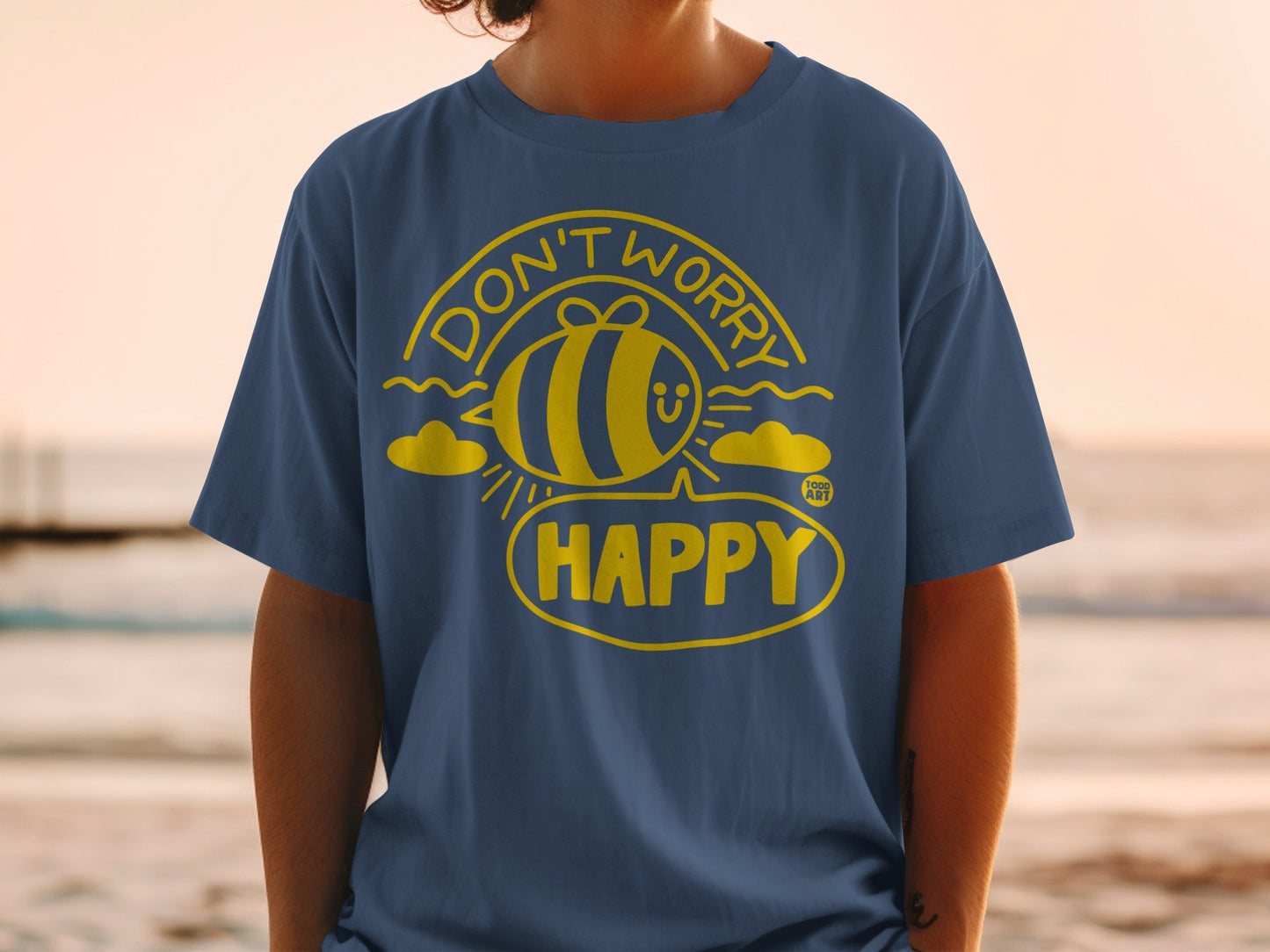 Don't Worry Be Happy Smiling Bee Graphic T-Shirt