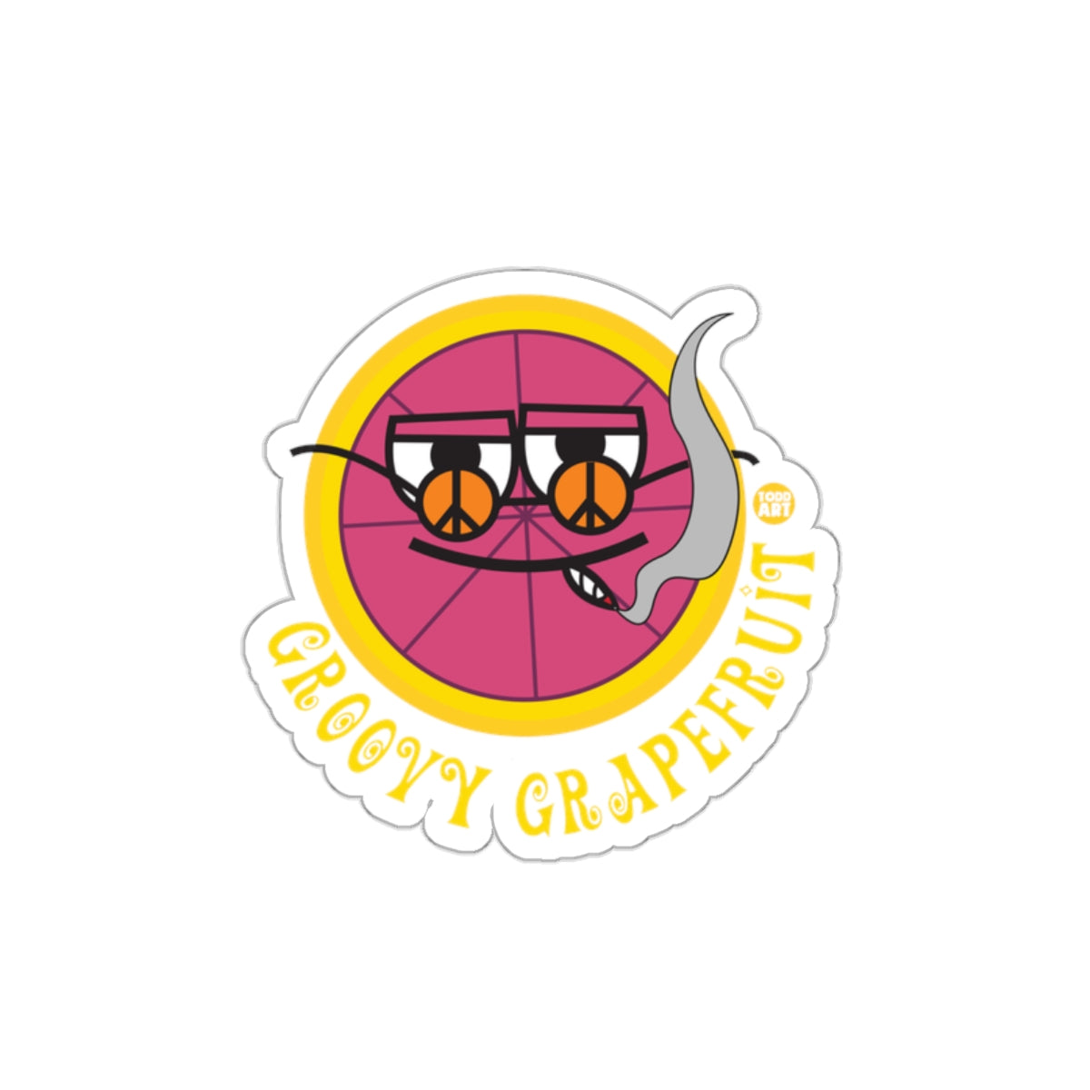 Groovy Grapefruit Fun Sticker with Yellow and Pink Graphics