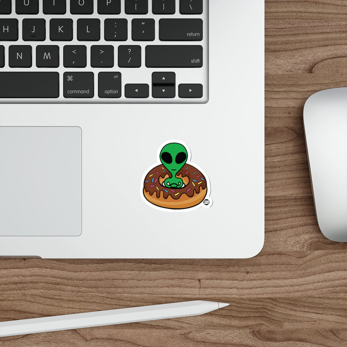Alien with Chocolate Donut Sticker for Your Laptop Decor