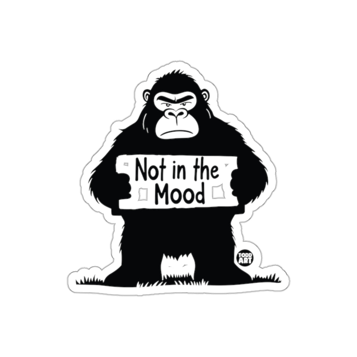 Not in the Mood Funny Cartoon Gorilla Sticker