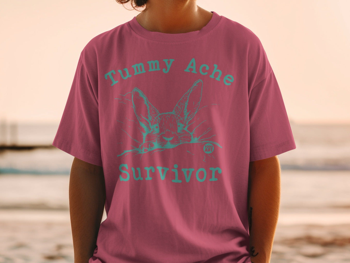 Tummy Ache Survivor Cat Print Graphic T-Shirt