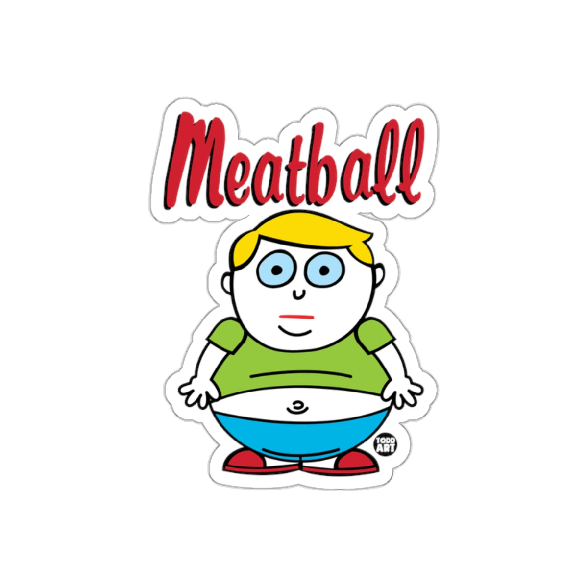 Meatball Cartoon Character Sticker Fun Design