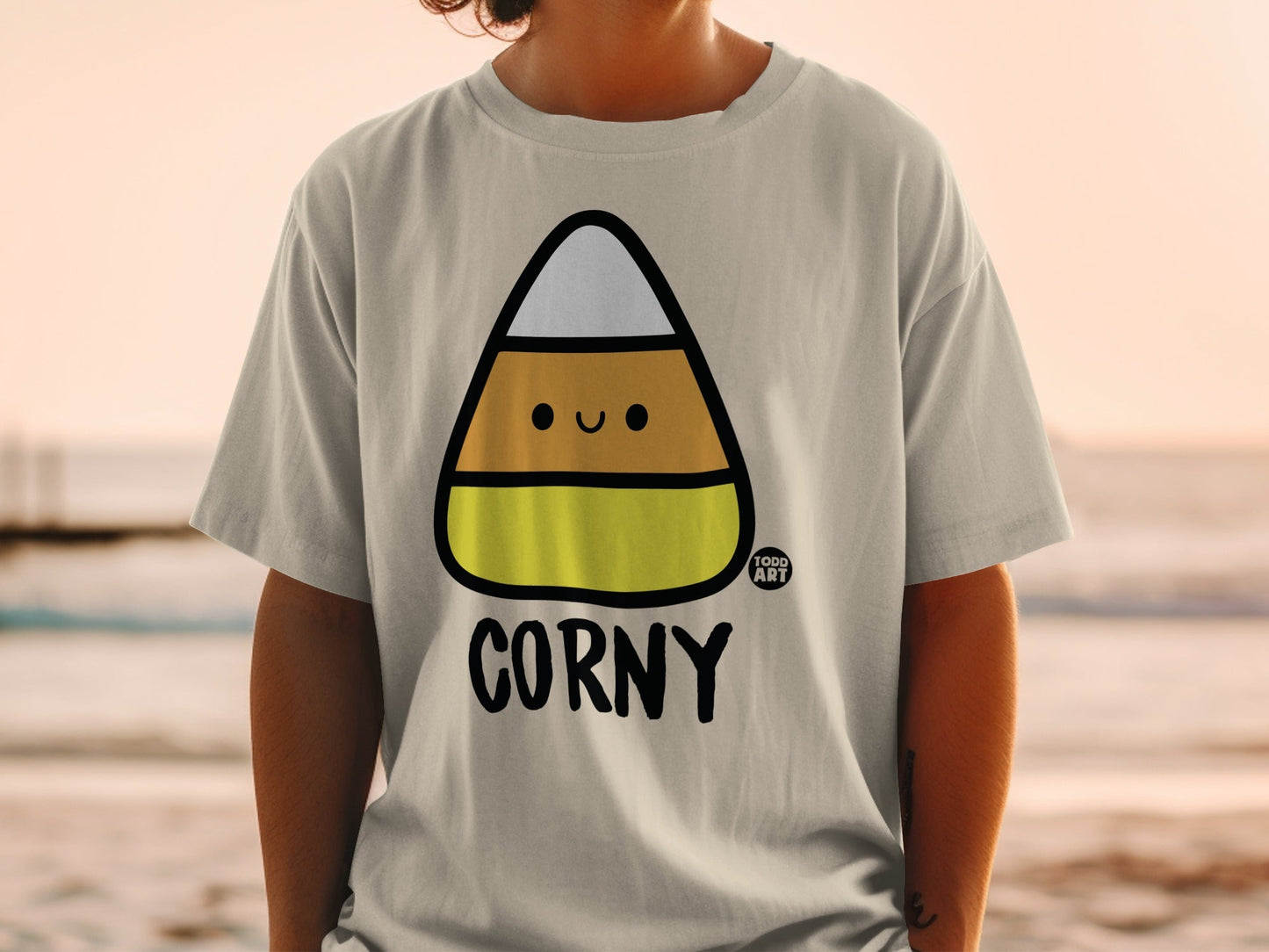 Corny Cute Candy Corn Halloween Graphic Tee Shirt