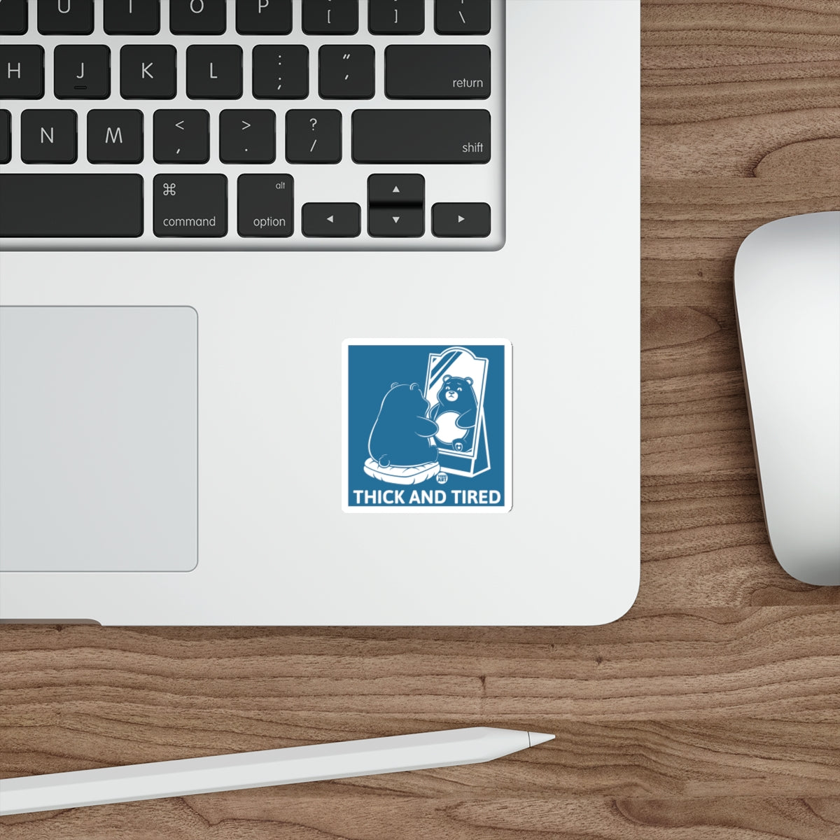 Thick and Tired Bear Laptop Sticker Decal