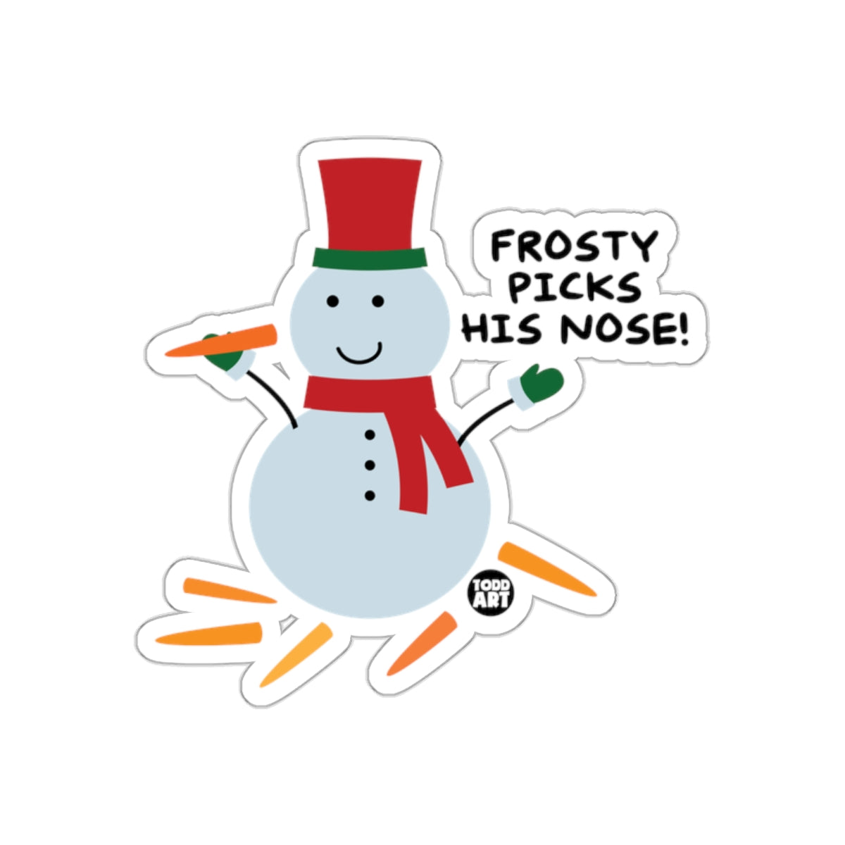 Frosty Picks His Nose Funny Snowman Sticker