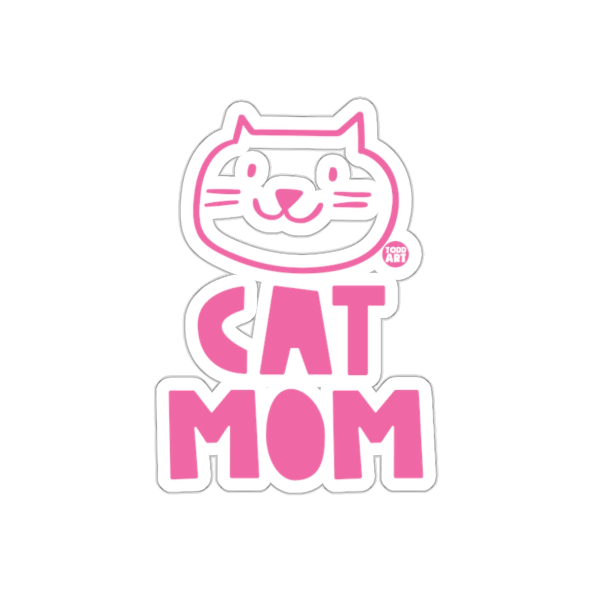 Pink Cat Mom Cartoon Art Design from Todd Art sticker