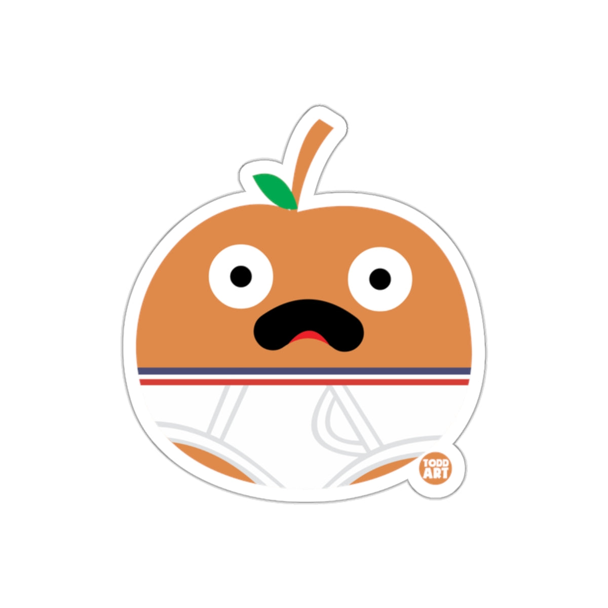 Funny Orange Character Sticker with Surprised Expression