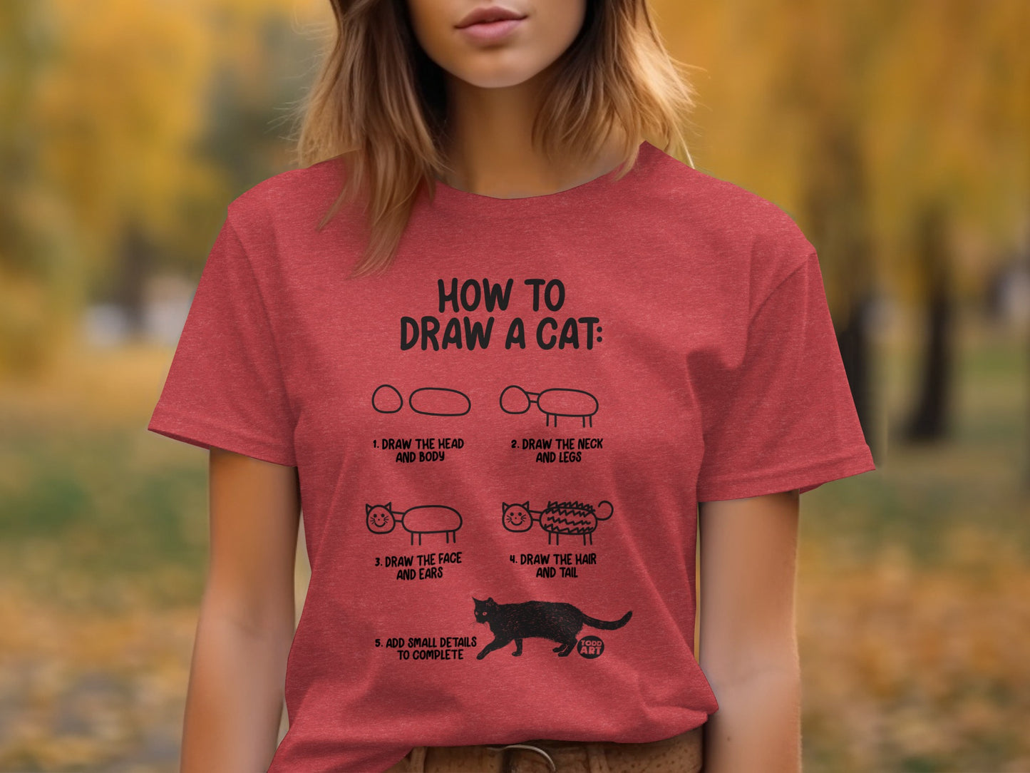 How to Draw a Cat Instructional T-Shirt