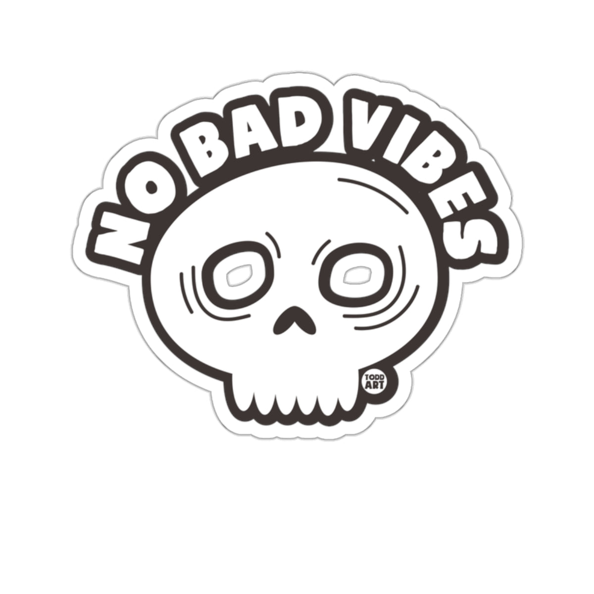 No Bad Vibes Skull Design Cartoon Fun 