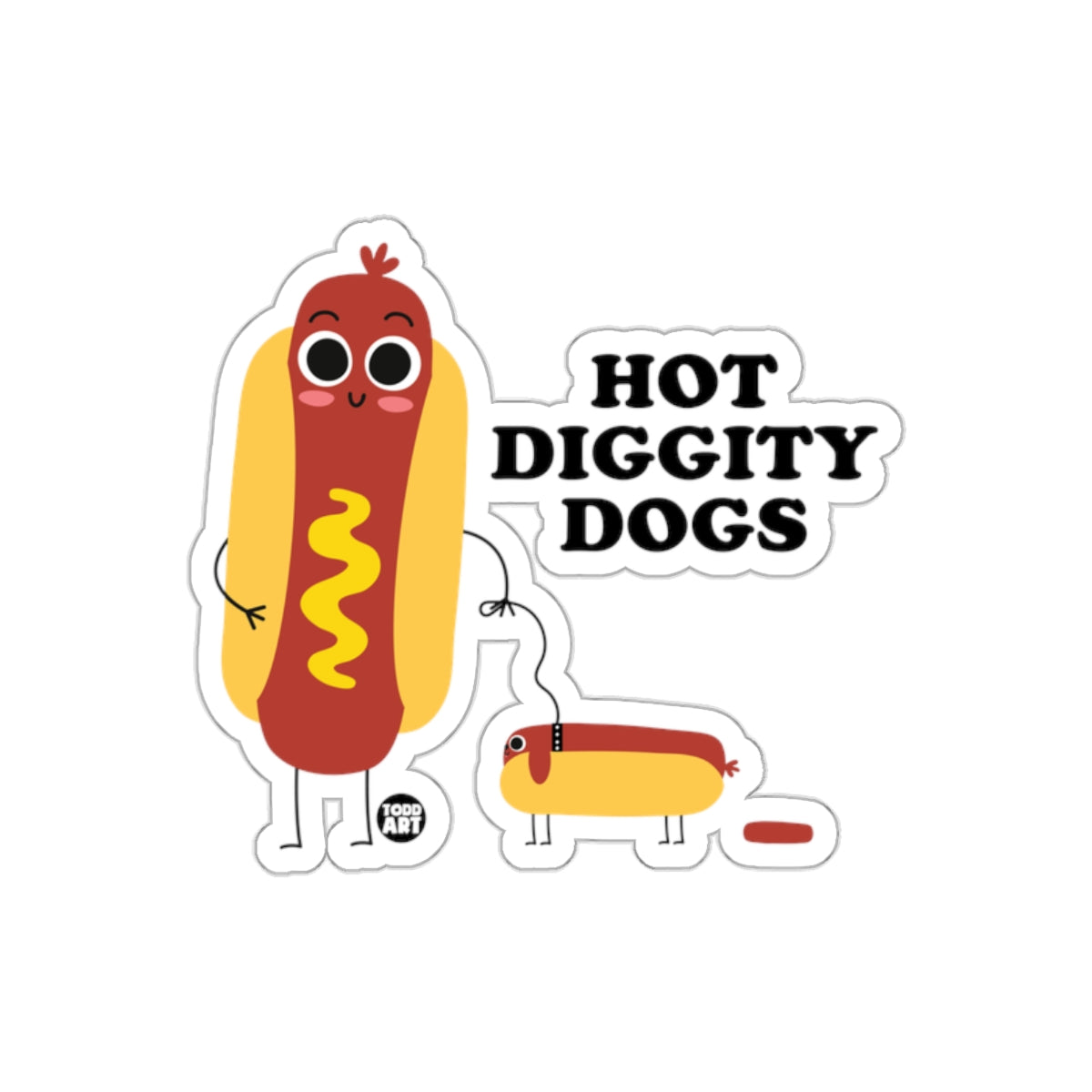 Hot Diggity Dogs Sticker Adorable Illustrated Design