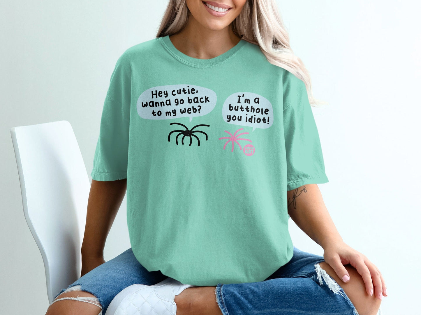 Funny Spider Web and Butt Hole Conversation T-Shirt
