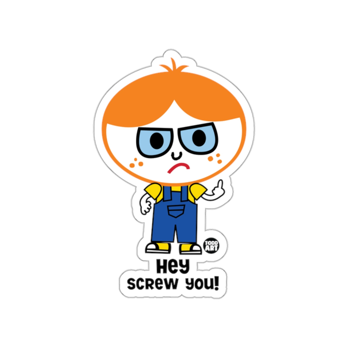 Hey Screw You Cartoon Character Sticker Decal