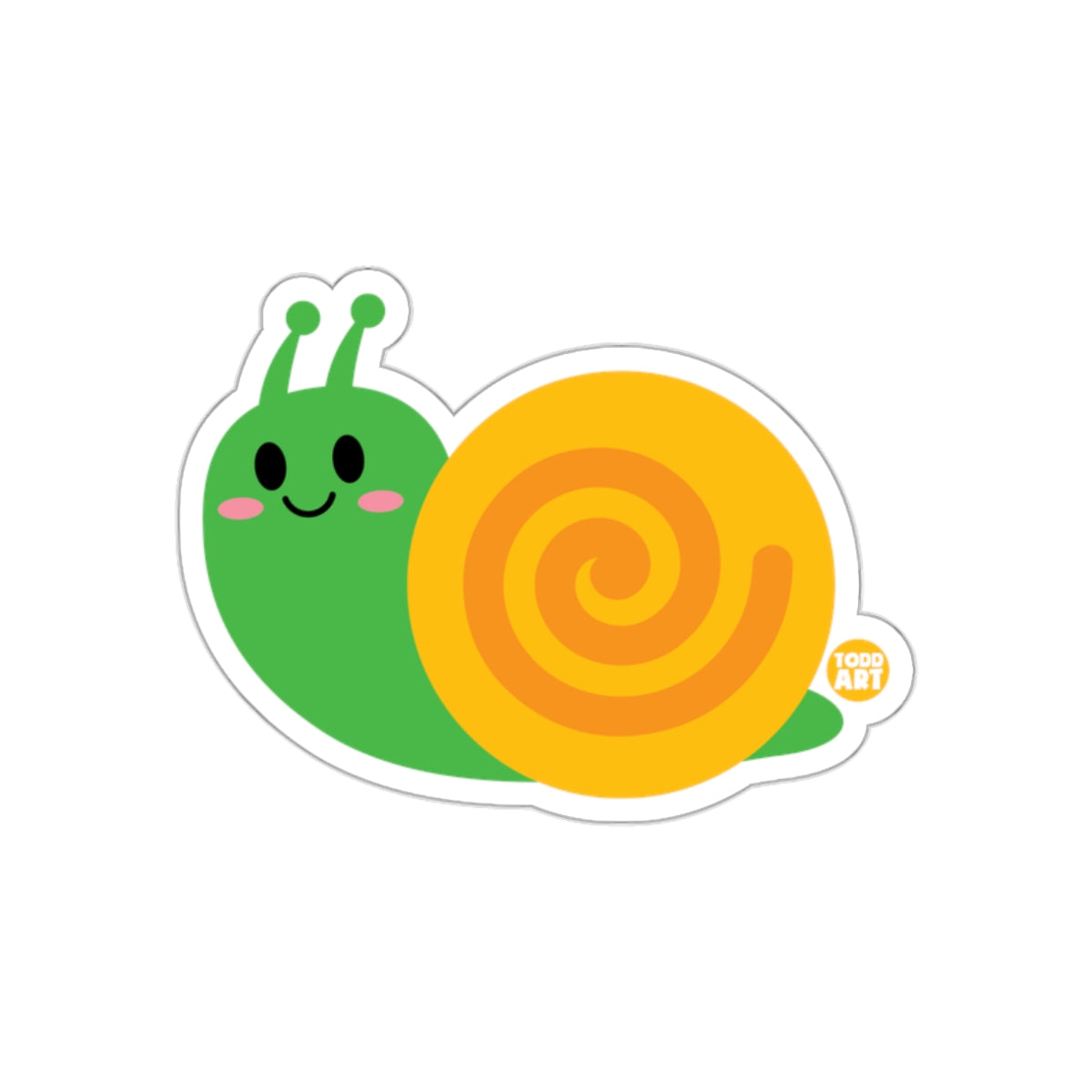Cute Snail with Spiral Shell Cartoon Sticker