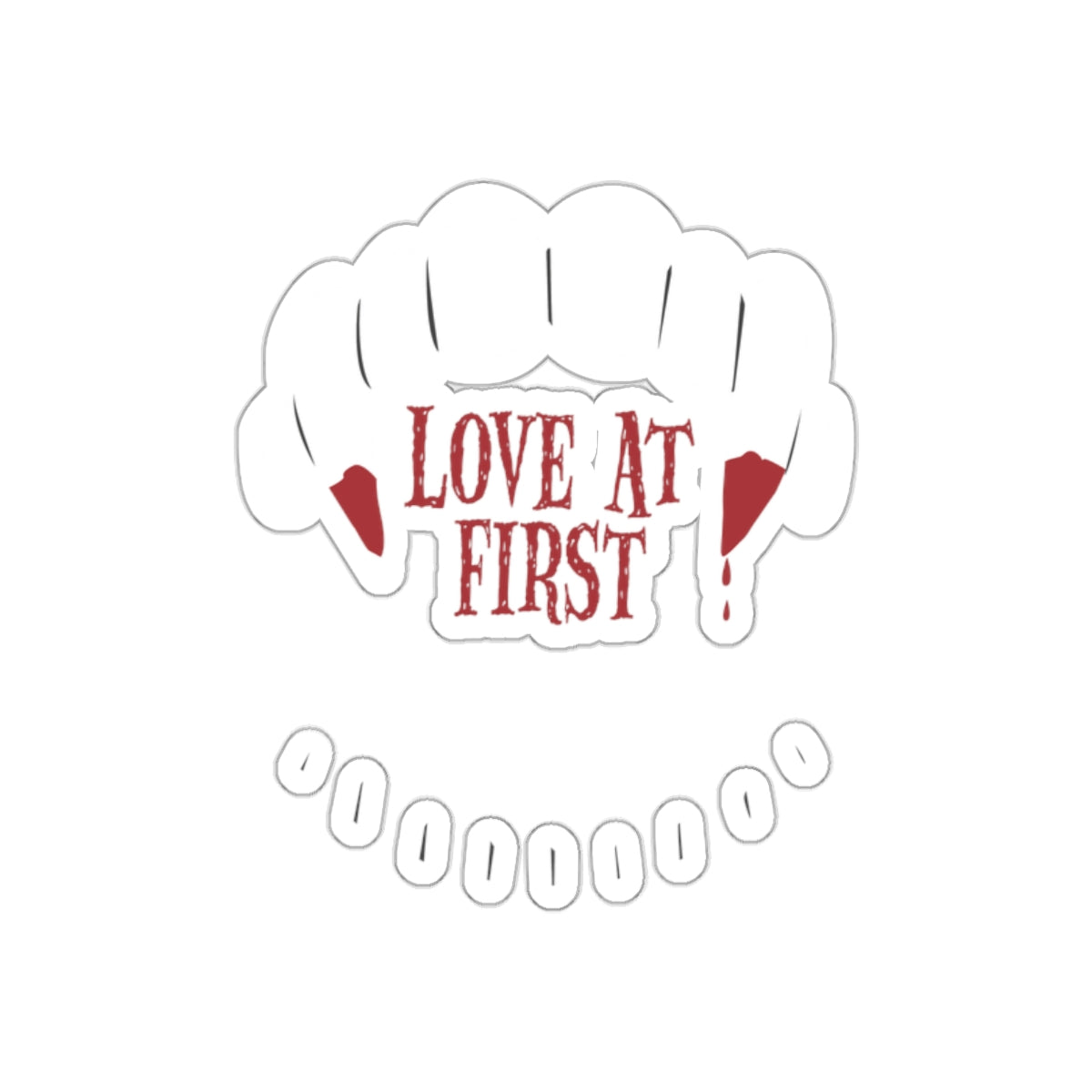 Love at First Vampire Fangs Design Halloween Sticker