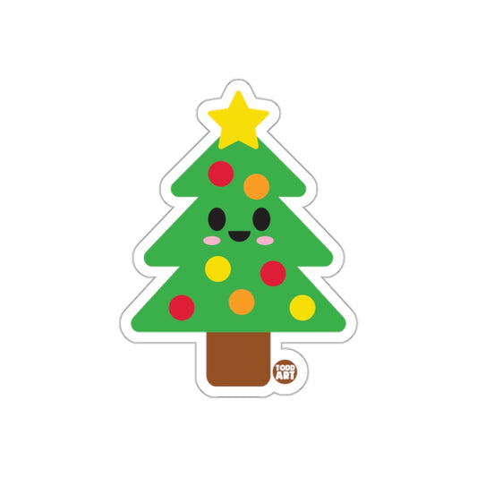 Cute Smiling Christmas Tree with Star Sticker