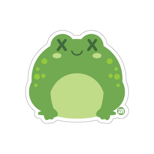 Smiling Green Frog with X Eyes Cartoon Sticker