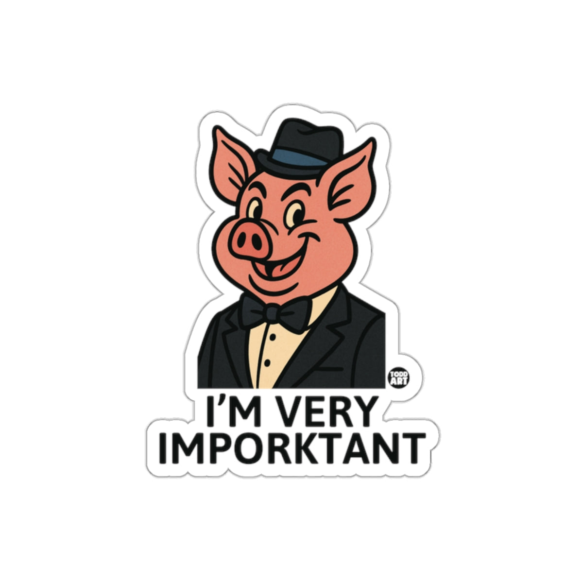 Very Imporktant Pig With Hat and Suit Fun Pun sticker