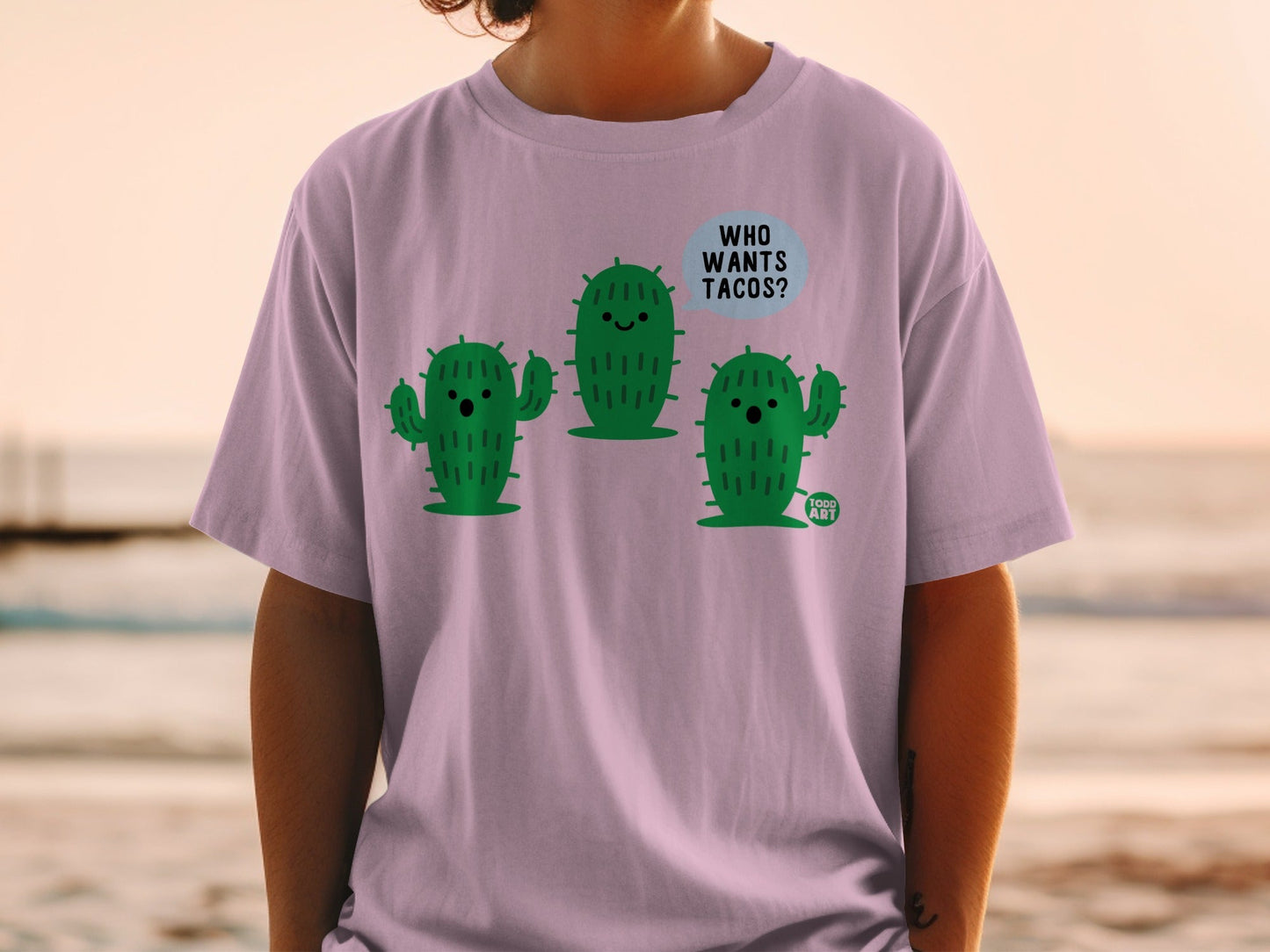 Who Wants Tacos Cute Cactus Characters T-Shirt