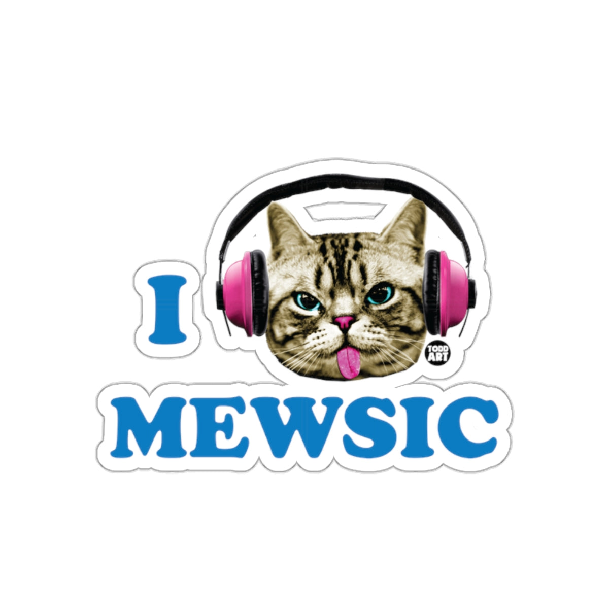 I Mewsic Sticker with Cat Wearing Headphones