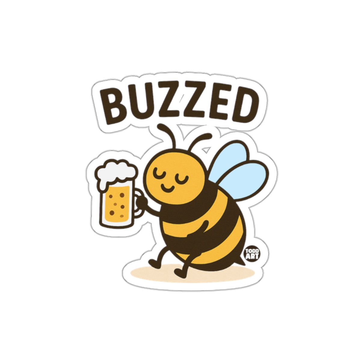 Buzzed Happy Bee With Beer Sticker Graphic