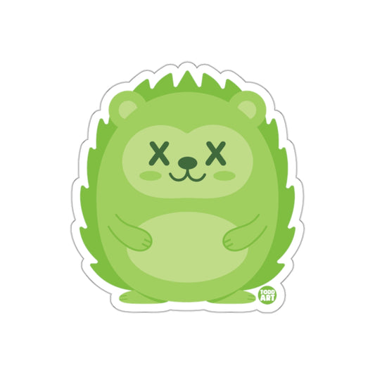 Cute Green Hedgehog with X Eyes Sticker