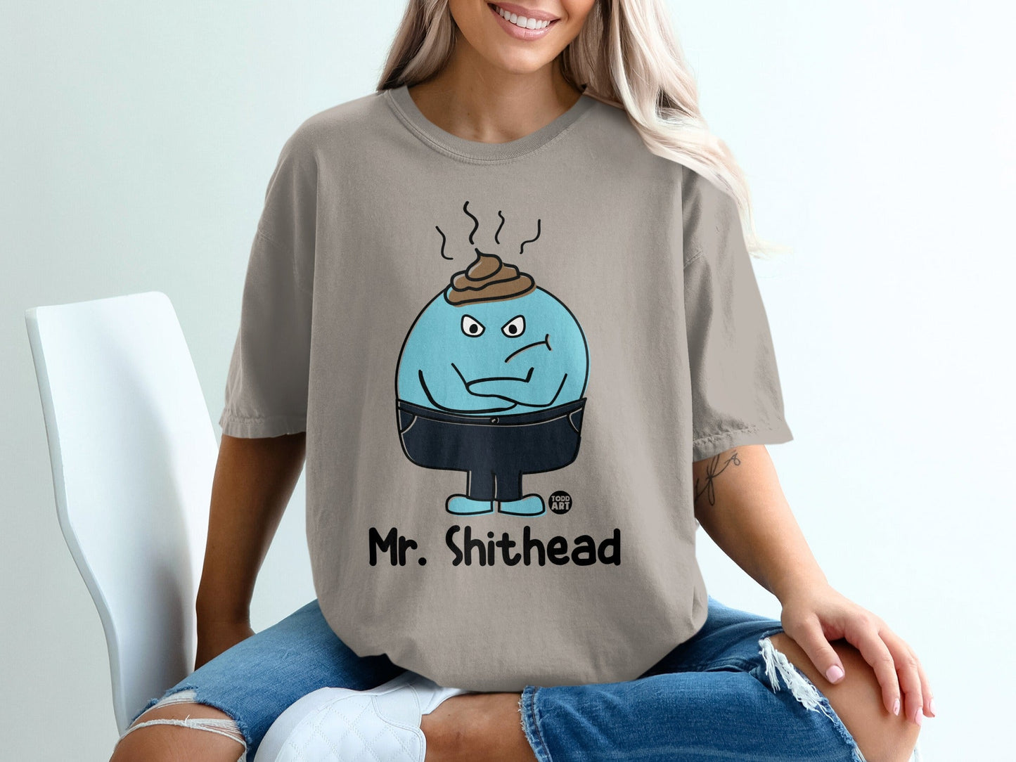 Funny Mr. Shithead Character Graphic Tee Shirt