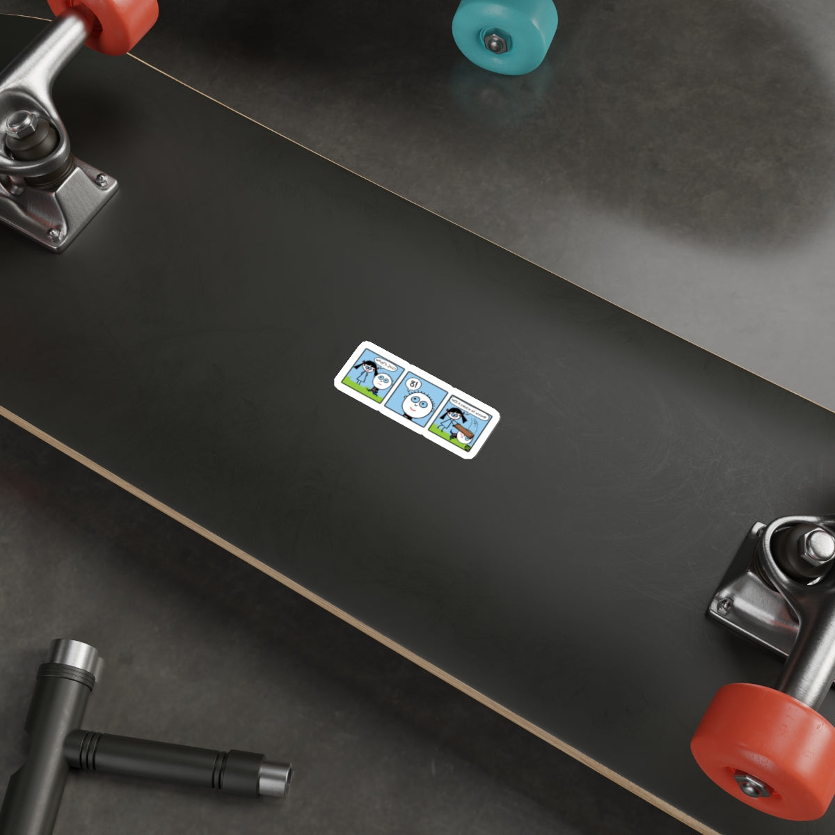Skateboard with Comic Strip Design on the Bottom