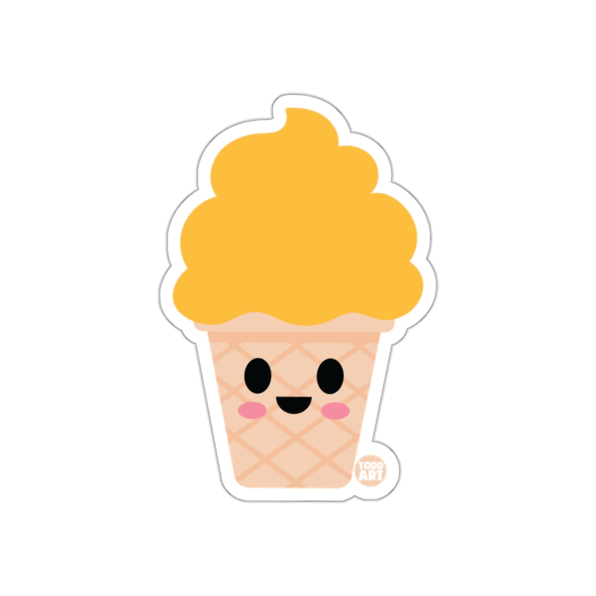 Cute Smiling Ice Cream Cone Sticker for Fun Decorations