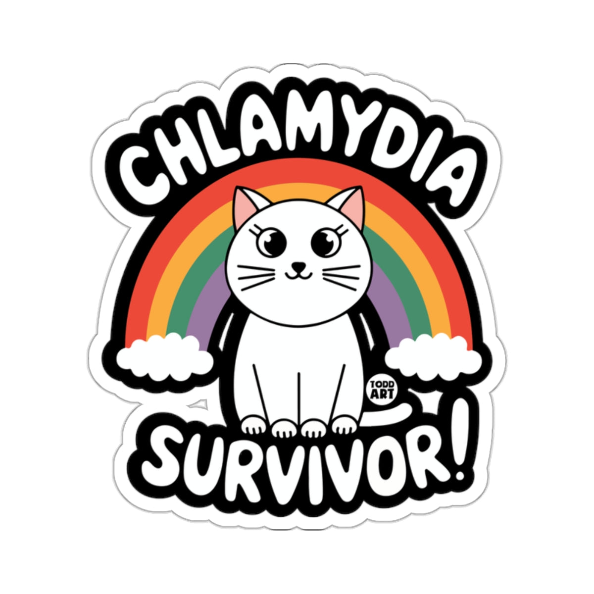 Chlamydia Survivor Rainbow Cat Sticker