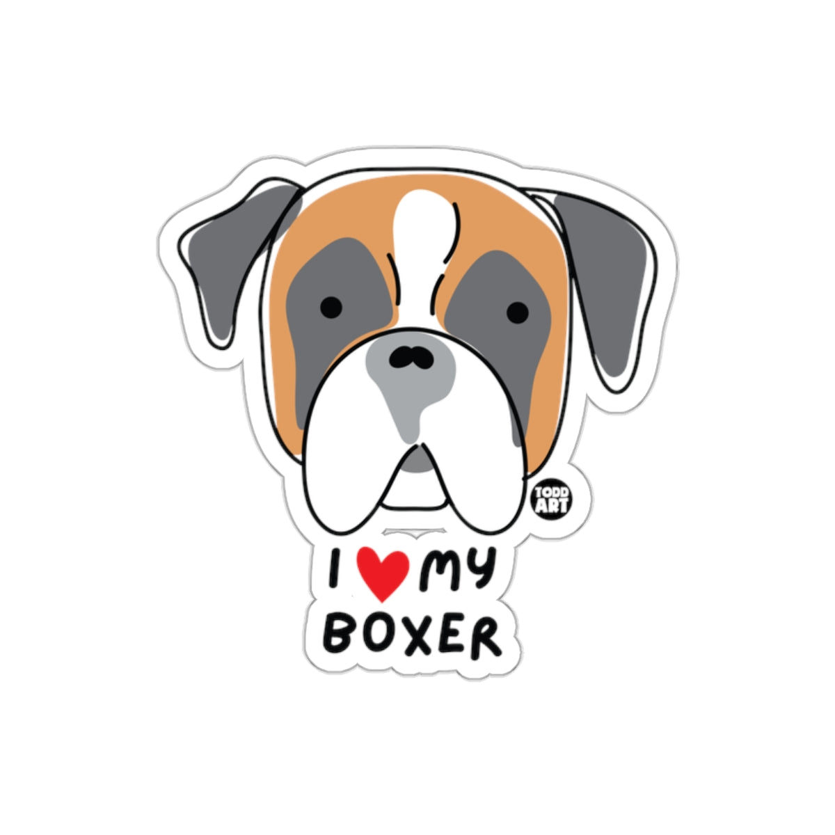 I Love My Boxer Dog Cute Sticker Design for Pet Lovers