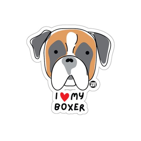 I Love My Boxer Dog Cute Sticker Design for Pet Lovers