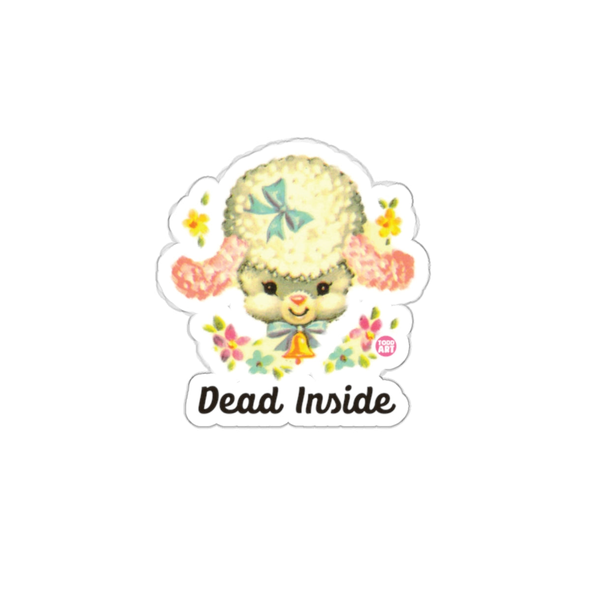 Cute Lamb with Dead Inside Text Sticker