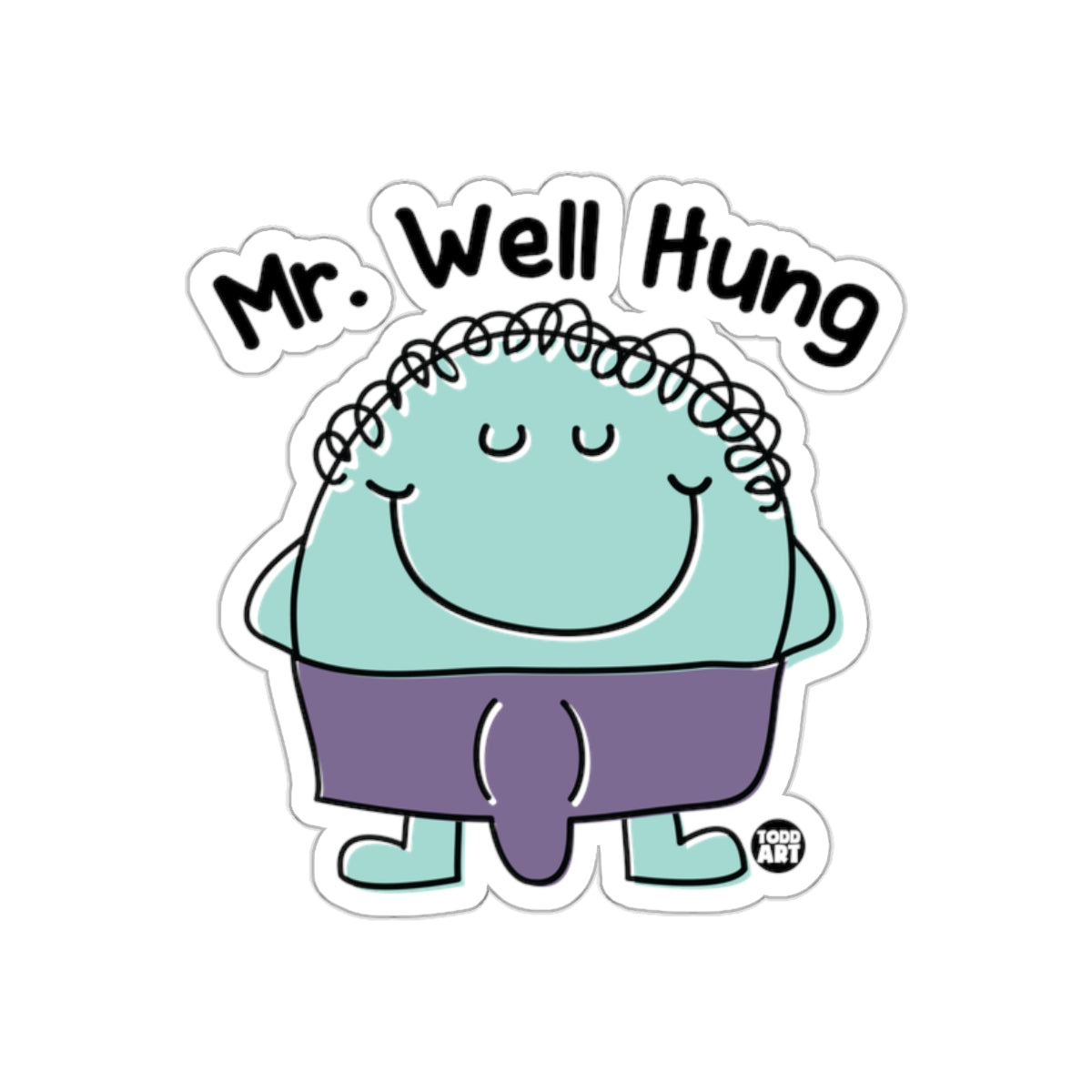 Mr. Well Hung Cartoon Character Sticker
